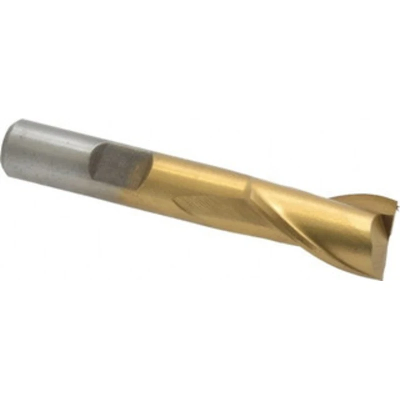 Value Collection 1/2, 13/16 LOC, 3/8 Shank Diam, 2-1/2 OAL, 2 Flute, High Speed Steel Square End Mill Single End, TiN...